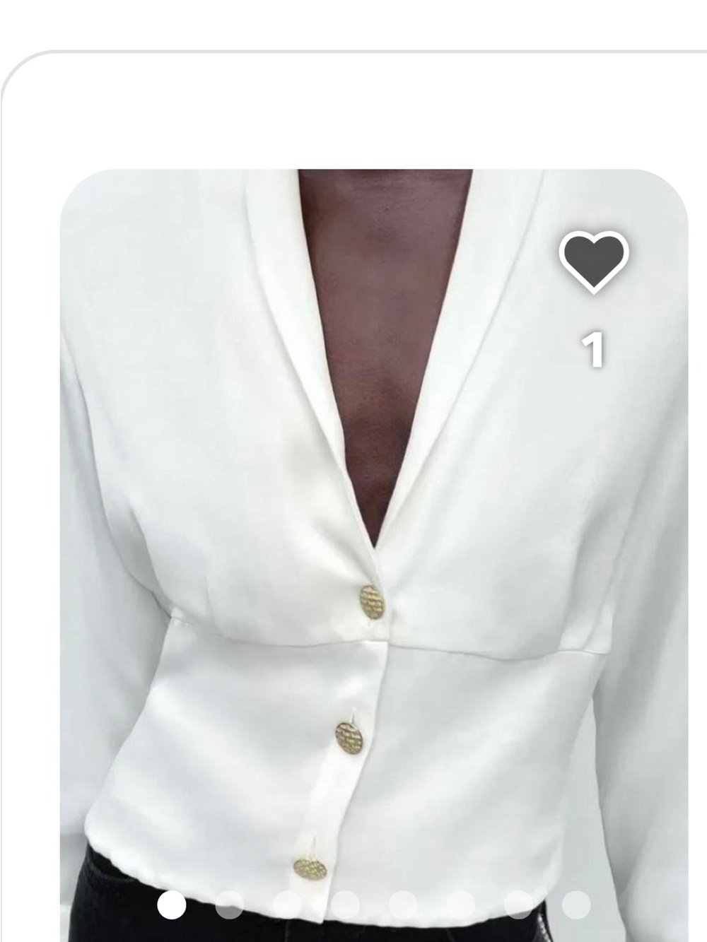 Zara Cream V-Neck Button Front Blazer with Gold Buttons